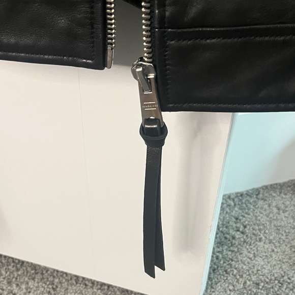 All Saints Leather Jacket with Fur Collar - Picture 4 of 11